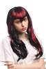 Lady Fancy Dress Wig gothic witch black red strands Vampire She-Devil Dark Fairy pointy fringe 20"