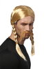 Man Gents Party Wig & Mustache Set Halloween Fancy Dress blond long braids braided Gaul Viking Celt