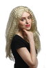 Lady Party Wig Fancy Dress bright gold blond kinked hair volume lioness lion's mane middle parting