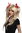 Lady Party Wig Halloween Fancy Dress blond wild voluminous Lolita style pigtails with red ribbons