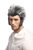 Men Party Wig Halloween Storm Wolfman Werewolf Wolf sideburns backcombed grey & black