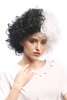 Lady Party Wig Evil Diva Bride of Frankenstein curly unruly mass of hair half black half white