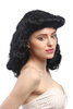 Lady Party Wig Halloween Fancy Dress black quiff Rockabilly Southern Belle Colonial Civil War Pinup