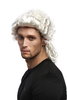 Man Gents Party Wig Halloween Fancy Dress Baroque noble aristocrat lord curls long ponytail white