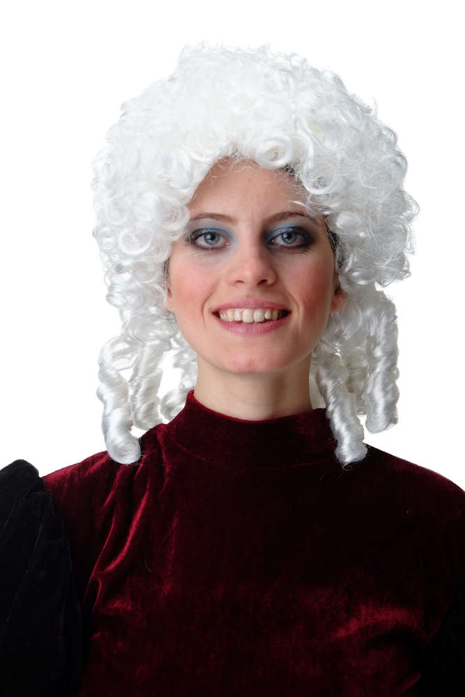 Wig Ladies Carnival Baroque Renaissance Romantic Spiral Curls Backcombs White 