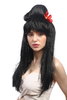 Lady Party Wig Fancy Dress black beehive Flower hairbun Tango Carmen Spanish Geisha China Japan