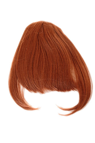 Hair Piece Clip-in Bangs Fringe long framing heat resistant fiber styleable dark copper red
