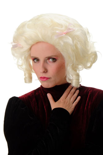 Historic Lady Party Wig Halloween platinum blond teased volume curls curled Victorian Baroque