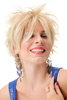 Lady Quality Wig short naughy spiky 80s style teased Wave Punk blond mix with platinum tips