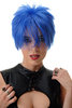 BLUE144-T2512 Lady Quality Wig short naughy spiky 80s style teased Wave Punk blue