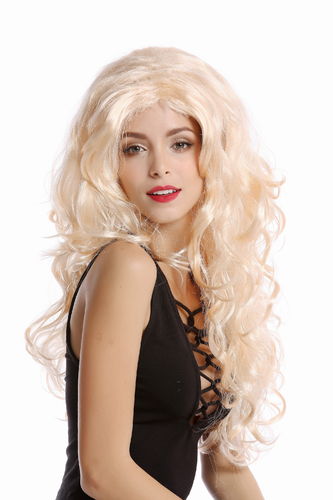 Lady Party wig Halloween Carnival blond voluminous curls curly bright blond middle parting