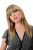 Quality Lady Wig sexy bangs shoulder length layered straight streaked mahogany + blond highlights