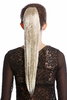 Hairpiece PONYTAIL with comb and snapwrap long straight ash blond streaked platinum highlights 21"