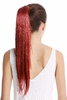Srosy-135 Hairpiece PONYTAIL with comb and snapwrap long straight dark copper red 21"