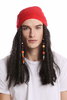 A72325-P1 Wig & Bandana Men Women Halloween long black Pearls Pirate Rasta