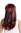 Wig Ladies Women long fringe black with red streaks highlights She-devil demon vampire