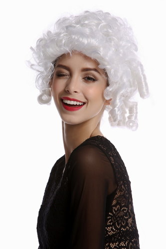 Wig Ladies Women Halloween Carnival Baroque Rococo Marie Antoinette Aristocrat white short curls