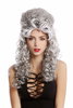 Wig Ladies Women Cosplay Baroque Renaissance Beehive long curls black silvery grey white streaks