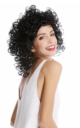Wig Ladies Women Halloween Carnival short to medium length curly curls wetlook Latina black