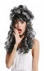 Wig Ladies Women Halloween Baroque Renaissance Beehive long curly grey white black streaked
