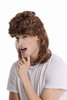 G-2-ZA6 Wig Ladies Men Halloween Carnival mullet brown teased backcombed 80s