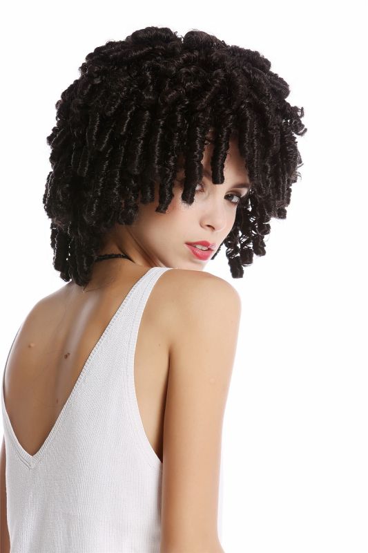 Wig Women Men Carnival Black Ringlets Semi Rasta Dreadlocks