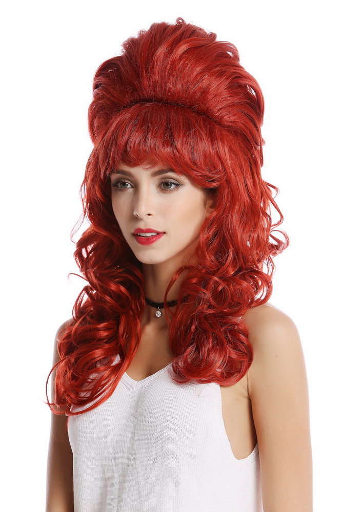 GF-W2418-137 Quality Lady Wig Baroque 60s Beehive Retro Bun curly long  fiery red Pop