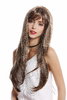 GF-W2087-8H124 Lady Quality Wig long straight bangs fringe brown with blond streaked highlights