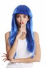 -1373-PC3 Lady Wig Halloween Carnival long straight bangs glam disco dancer blue
