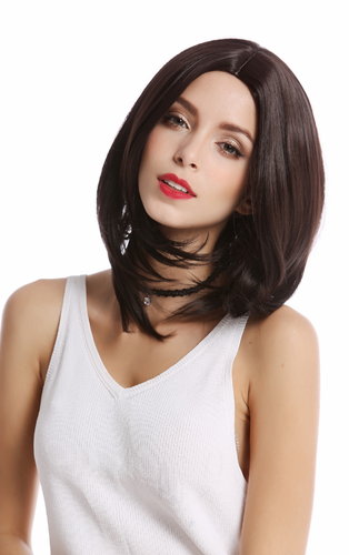 DDH08-4-K4 Lady Party Wig Halloween Longbob shoulder-length middle parting dark brown