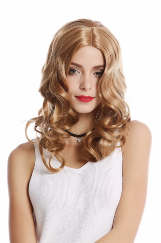 90654-K26 Lady Wig Halloween Carnival long middle-parting wavy blond
