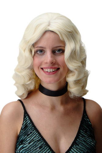 Quality Lady Wig Classic Hollywood Diva Femme Fatale water wave wavy long platinum blond