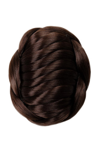 Hairpiece Hair Bun Topknot elaborate braided custom traditional oval shape dark to medium brown