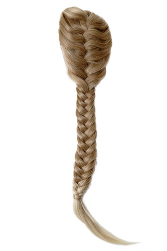 Hairpiece Ponytail cue queue plaited braided halfwig very long elaborate blond mix platinum tips