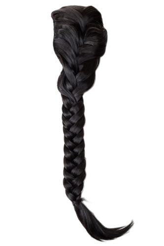 NC006-3 Hairpiece Ponytail cue queue plaited braided halfwig very long elaborate dark brown