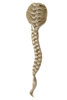 T1402-88 Hairpiece Ponytail cue queue plaited braided halfwig very long elaborate medium ash blond