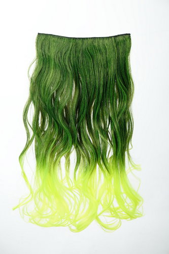 Halfwig 5 Micro Clip-In Extension long curled curls two bright colours mix black & neon green 20"