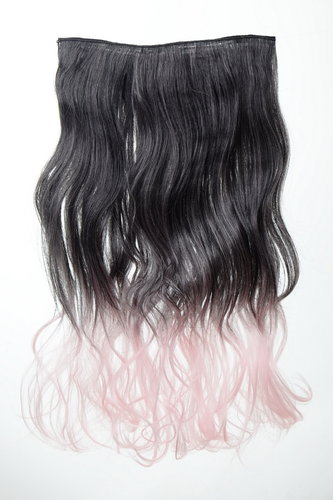 Halfwig 5 Micro Clip-In Extension long curled two extreme bright colours mix black light pink 20"