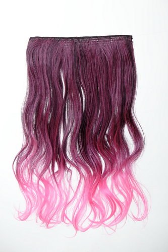 Halfwig 5 Micro Clip-In Extension long curled two extreme bright colours mix black neon pink 20"
