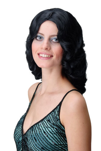 Quality Lady Wig Classic Hollywood Diva Femme Fatale water wave wavy long voluminous black