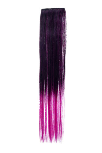 1 x Two Clip Clip-In extension strand highlight straight long black purple mix