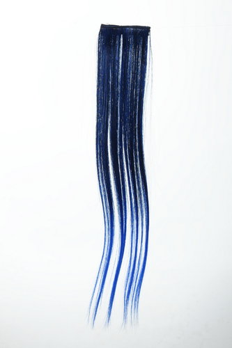 1 x Two Clip Clip-In extension strand highlight straight long black neon blue mix