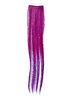 1 x Two Clip Clip-In extension strand highlight straight long dark pink neon violet mix