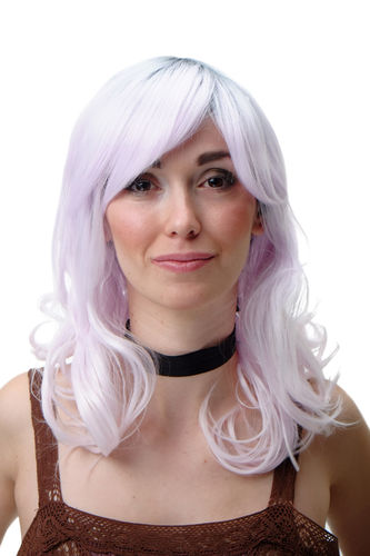 Wig Curls White Pink Gray YZF-7325-1001
