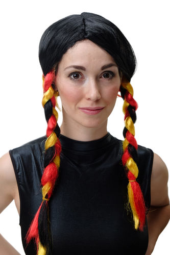 Party Fan Wig Women braided plaits Germany black red yellow h XR-014
