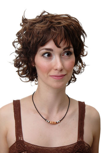 Wig Short Brown Wild Straggly Curls Curly  YZF-41008-8