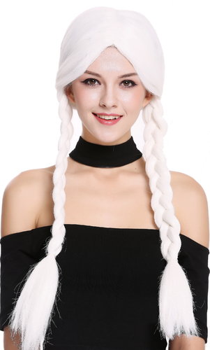 Lady Party Wig Fancy Dress white long braided pigtails queues girly Lolita Schoolgirl  90958-ZA60