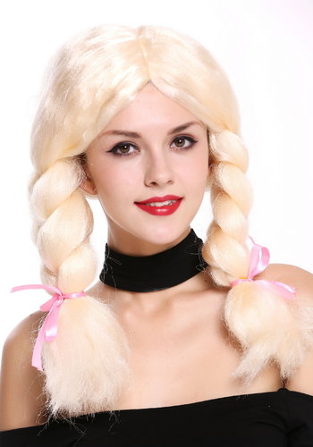 Super Cute Lady Party Wig bright blond very thick braids pigtails volume middle-parting CXH-012-P88