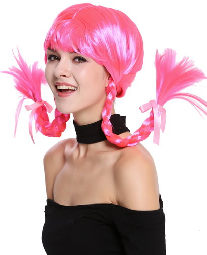 Wig Lady Women Cosplay Naughty Sassy Lolita stiff braided plaits pink bangs DDH-T8175-PC5