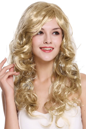 Lady Party Wig Cosplay long wavy to curly seductive blonde blond sexy parting Diva DEC37-ZA89